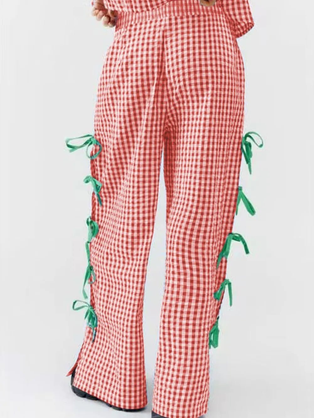 Side Tied Plaid Pants - adritiX