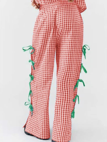 Side Tied Plaid Pants - adritiX