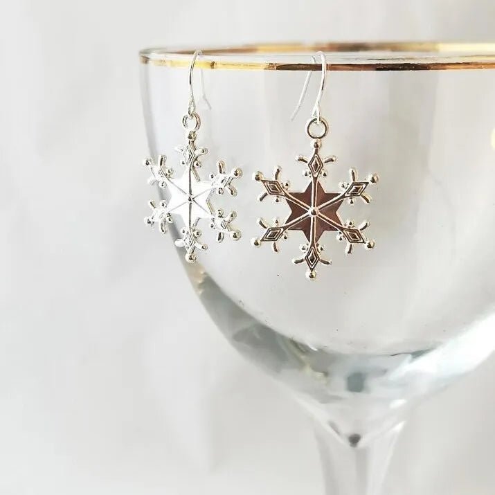 Silver - Plated Snowflakes Earrings - adritiX