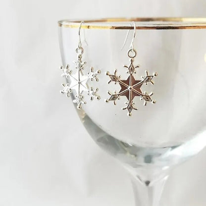 Silver - Plated Snowflakes Earrings - adritiX