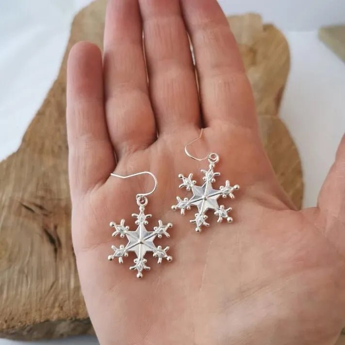 Silver - Plated Snowflakes Earrings - adritiX