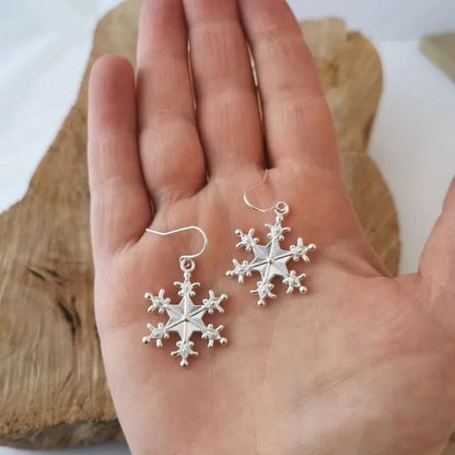 Silver - Plated Snowflakes Earrings - adritiX