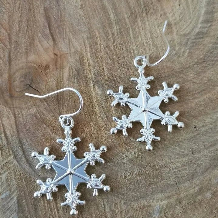 Silver - Plated Snowflakes Earrings - adritiX