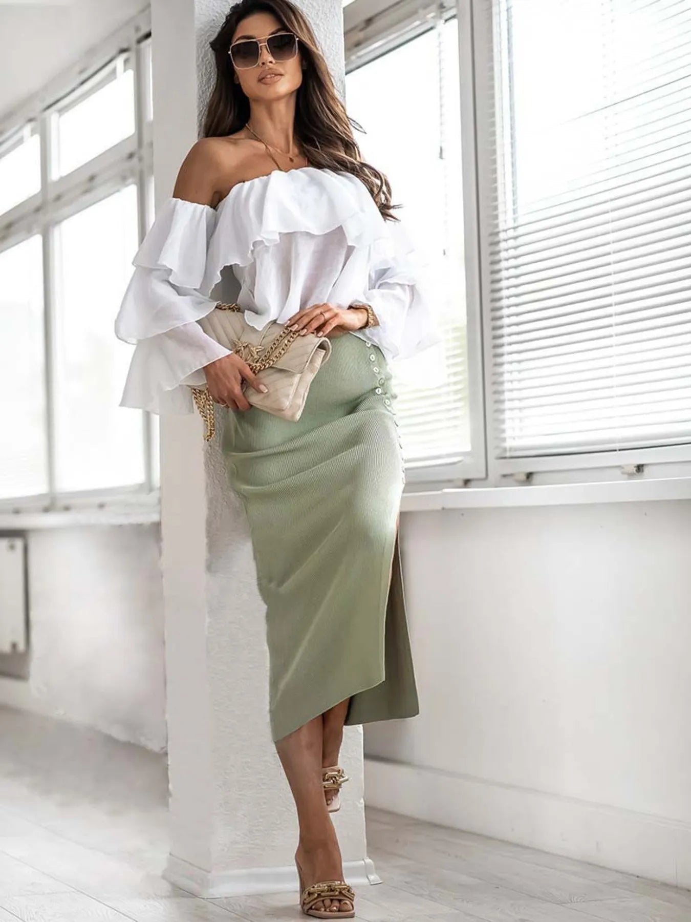 Slit Elastic Waist Skirt - adritiX