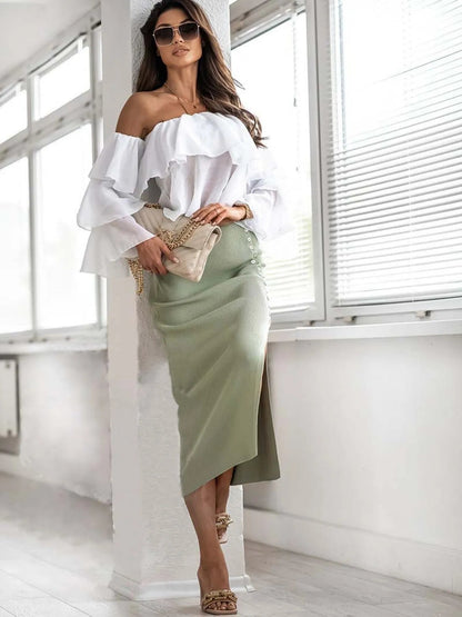 Slit Elastic Waist Skirt - adritiX