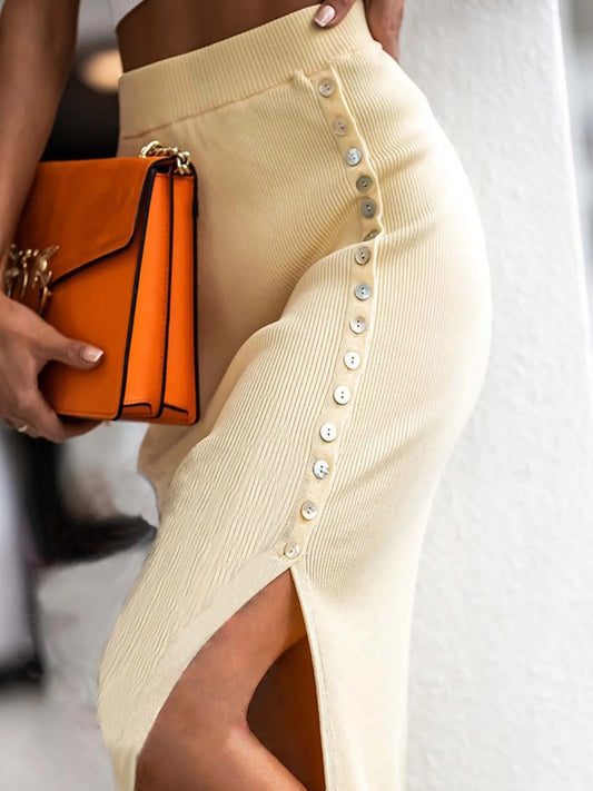 Slit Elastic Waist Skirt - adritiX