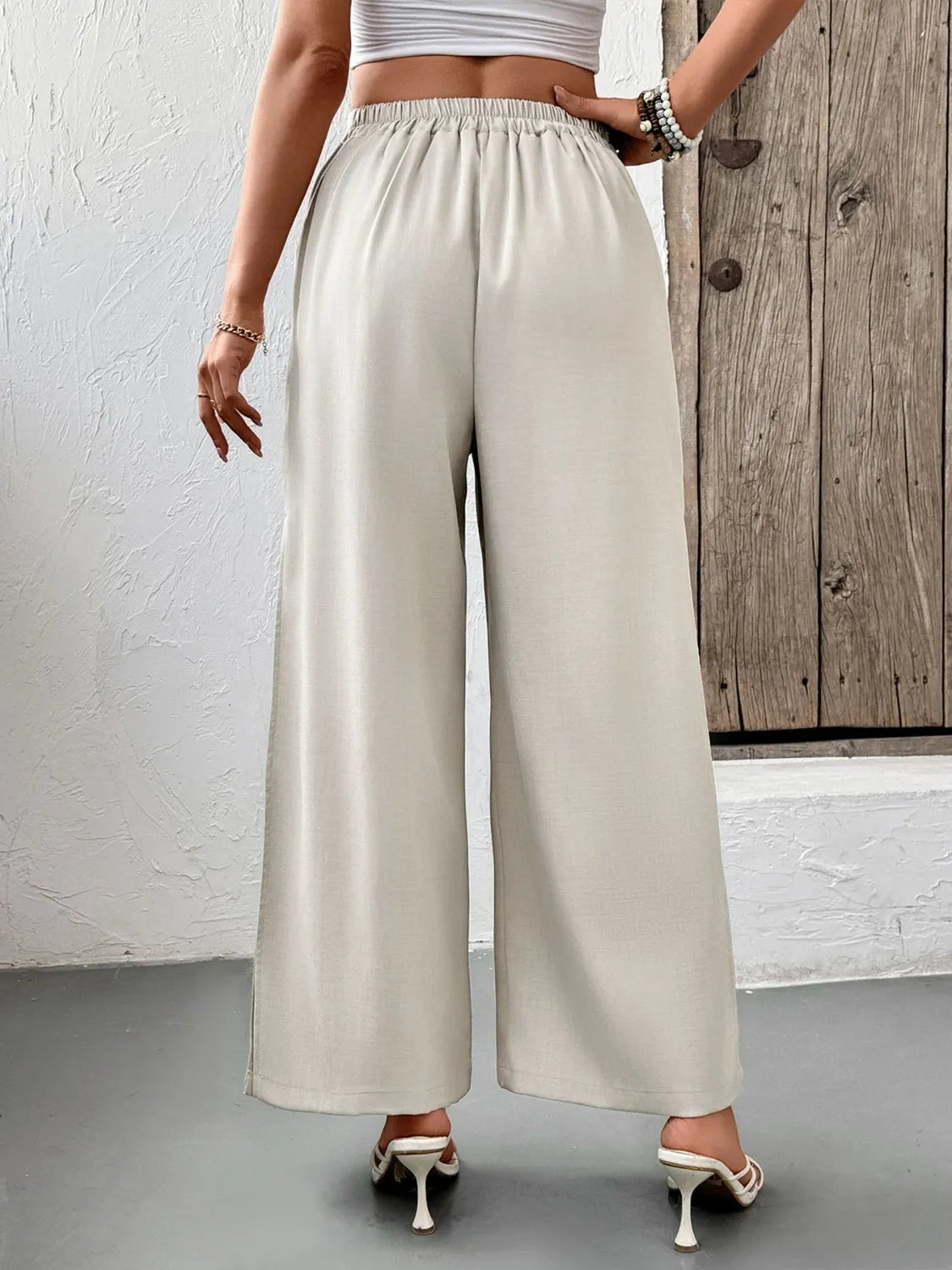 Slit Wide Leg Pleated Pants - adritiX