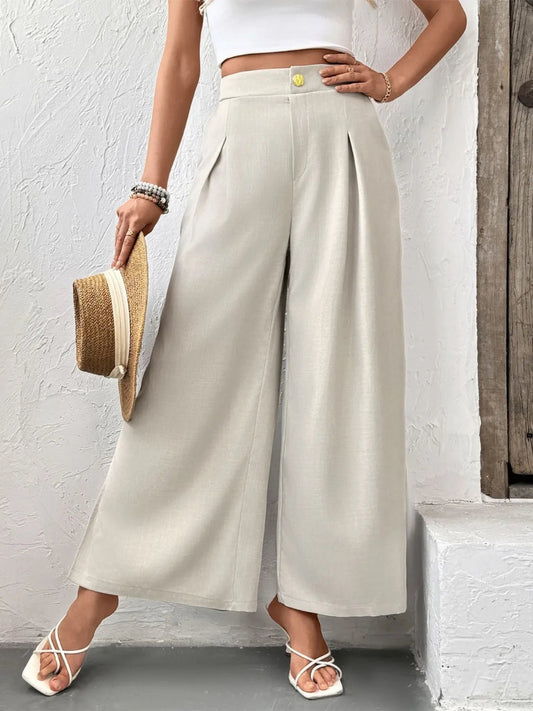 Slit Wide Leg Pleated Pants - adritiX