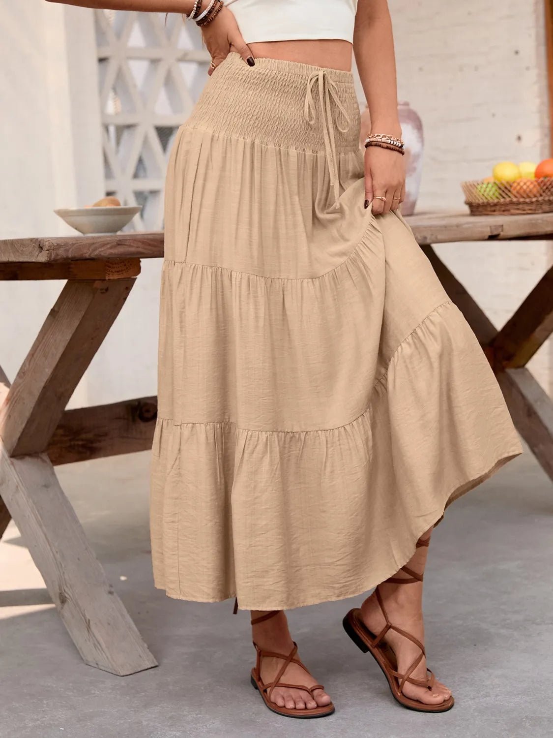 Smocked Tiered Skirt - adritiX