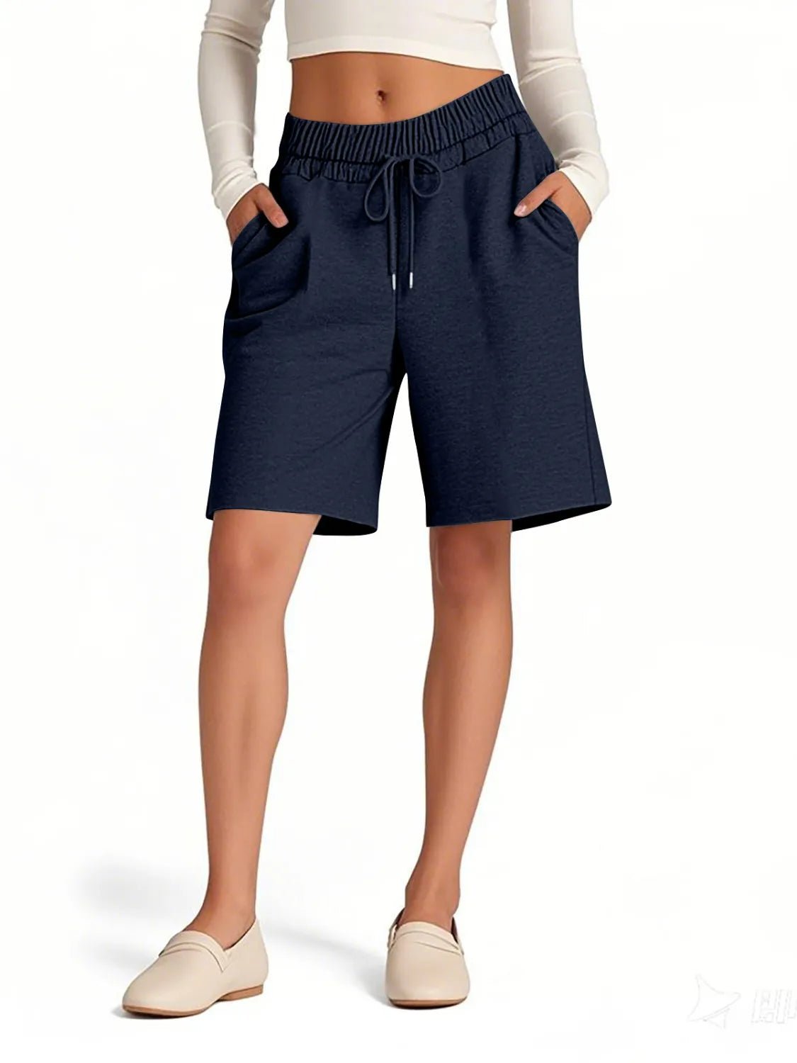 Solid Color Shorts with Pockets - adritiX