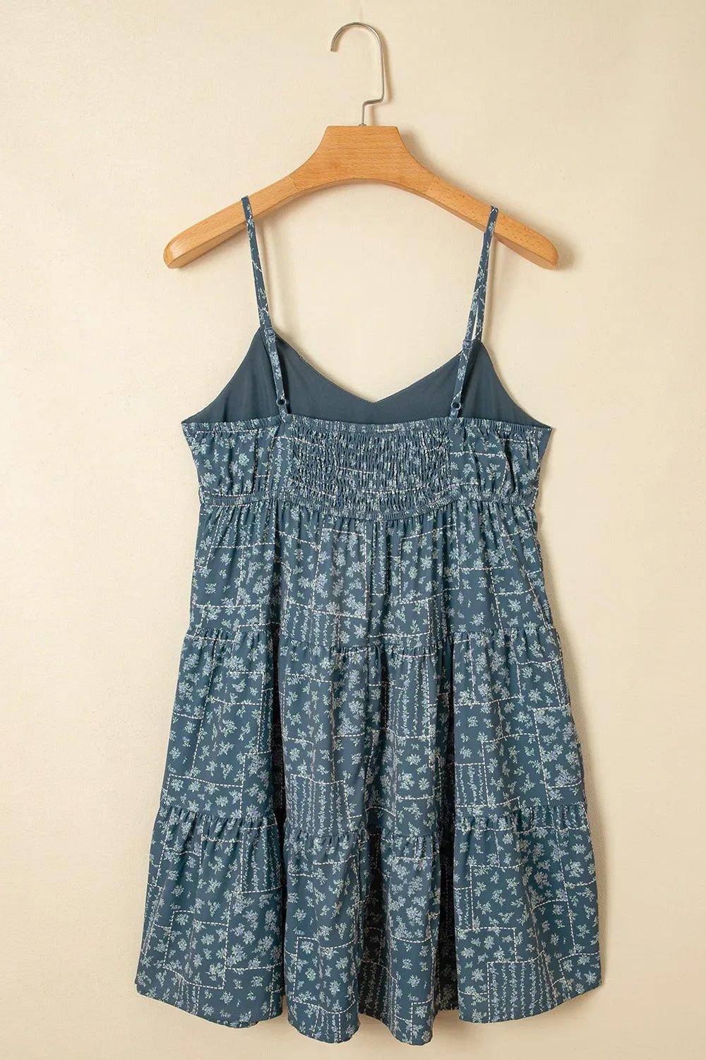 Spaghetti Straps Floral Print Knot Detail High Waist Flared Dress - adritiX