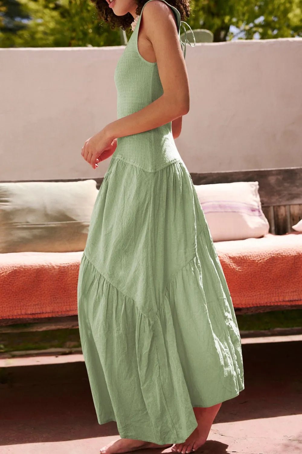 Square Neck Wide Strap Dress - adritiX