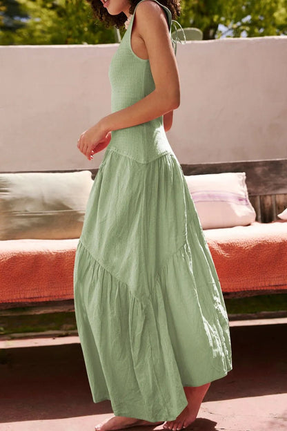 Square Neck Wide Strap Dress - adritiX