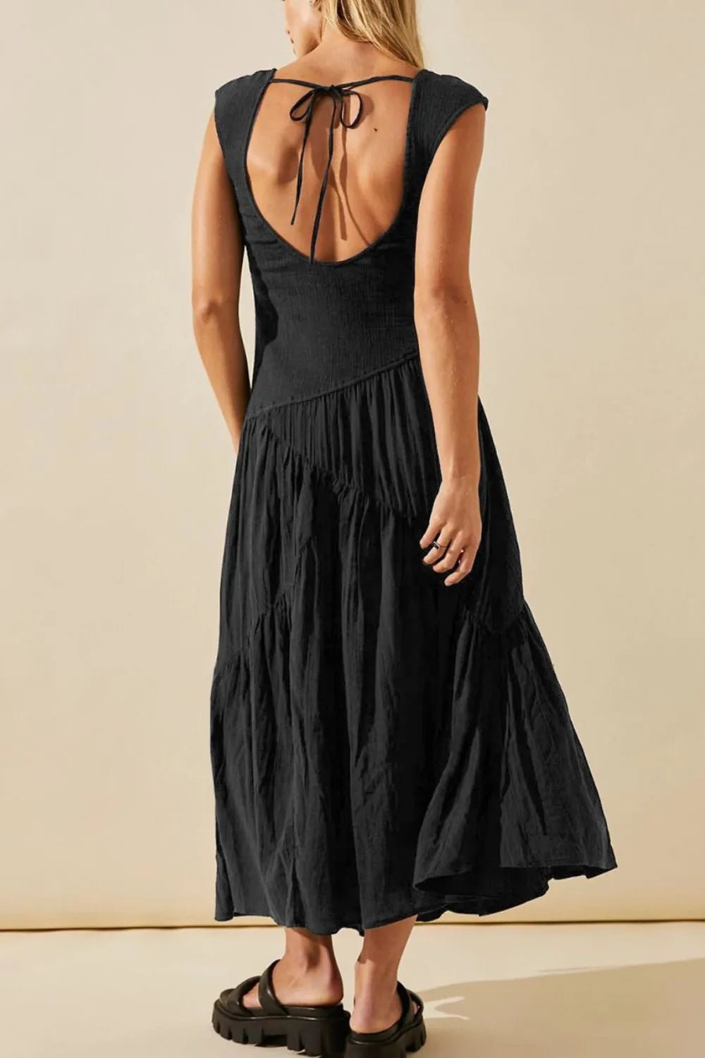 Square Neck Wide Strap Dress - adritiX