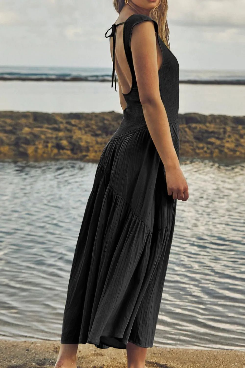 Square Neck Wide Strap Dress - adritiX