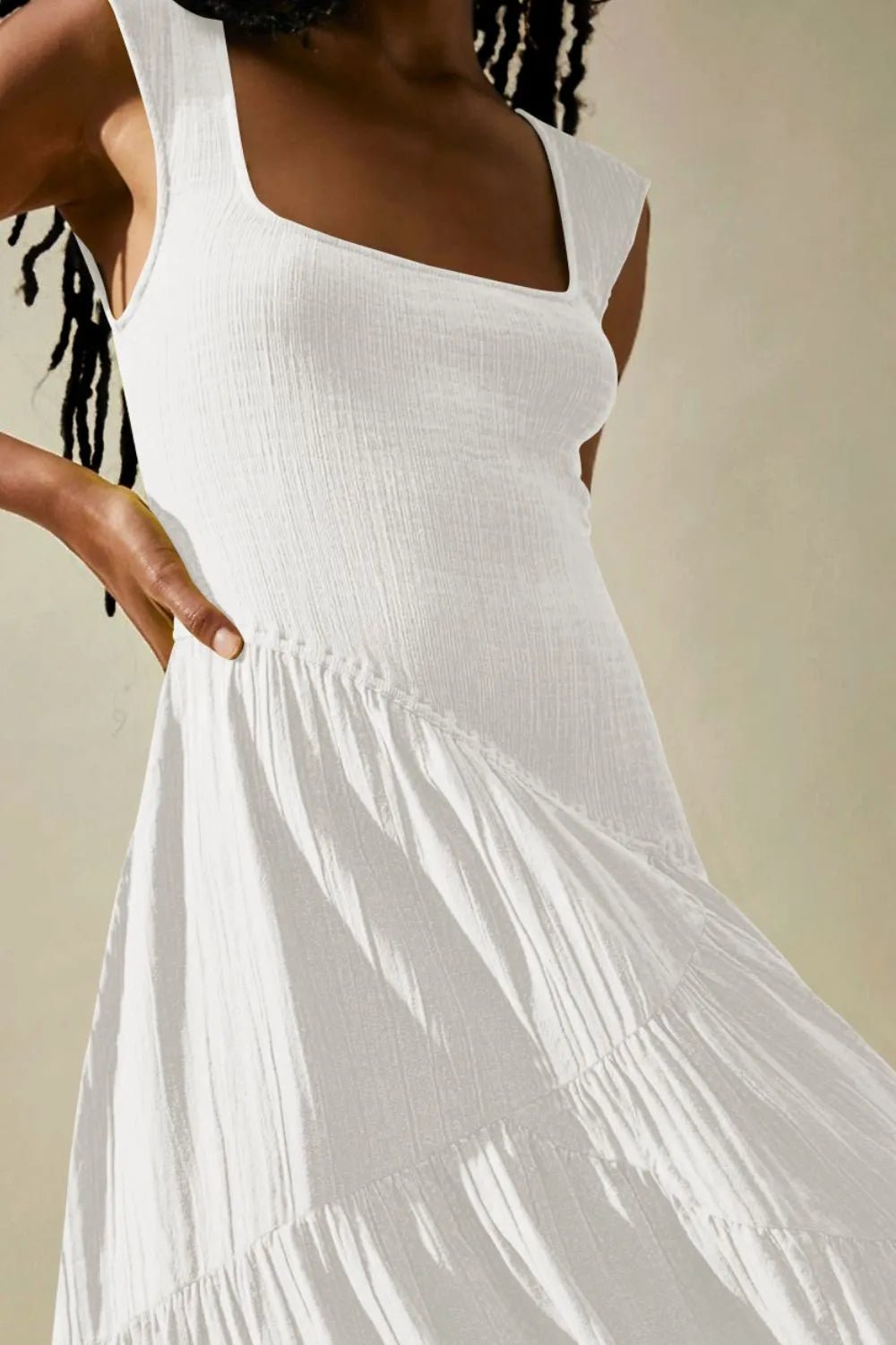 Square Neck Wide Strap Dress - adritiX