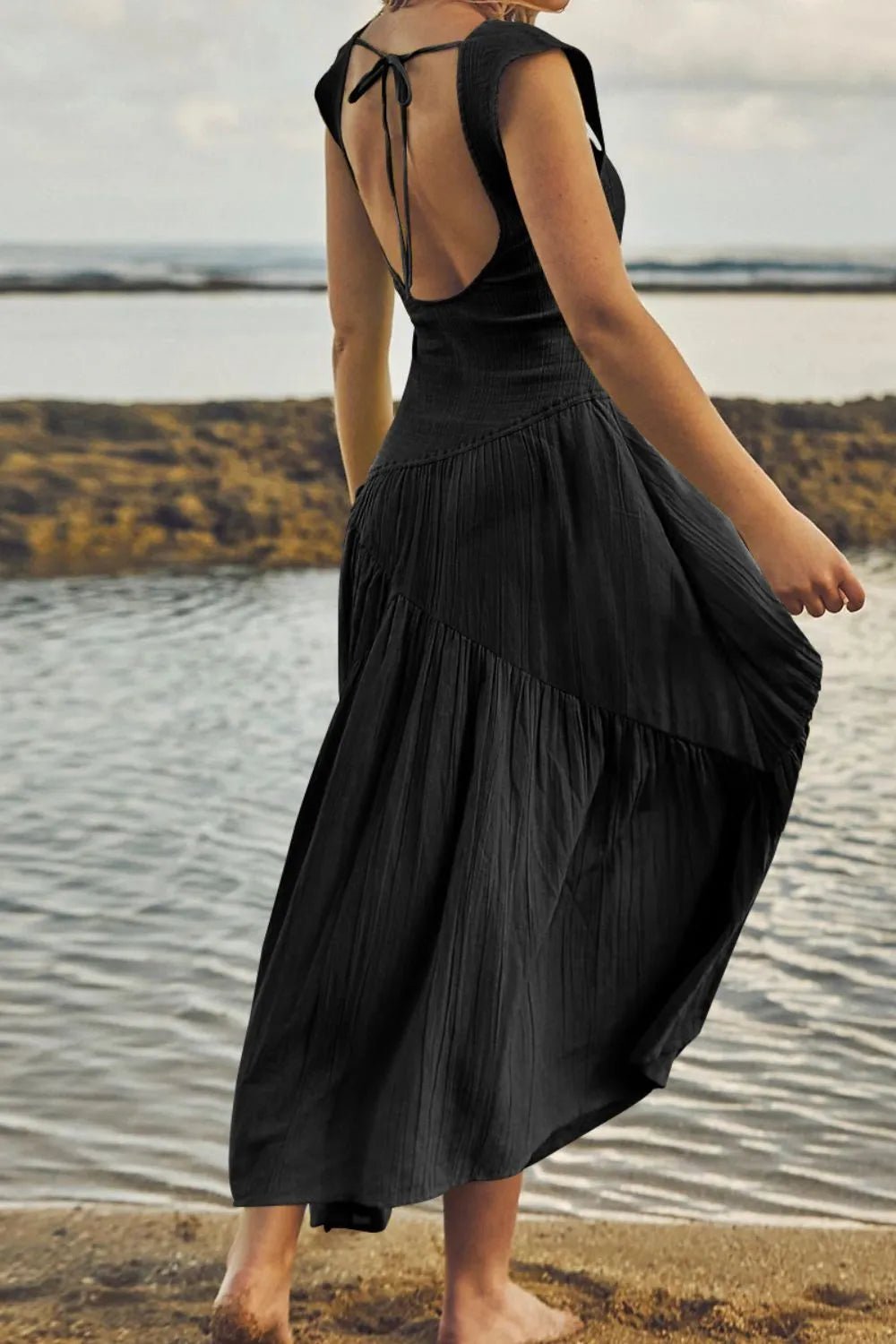 Square Neck Wide Strap Dress - adritiX