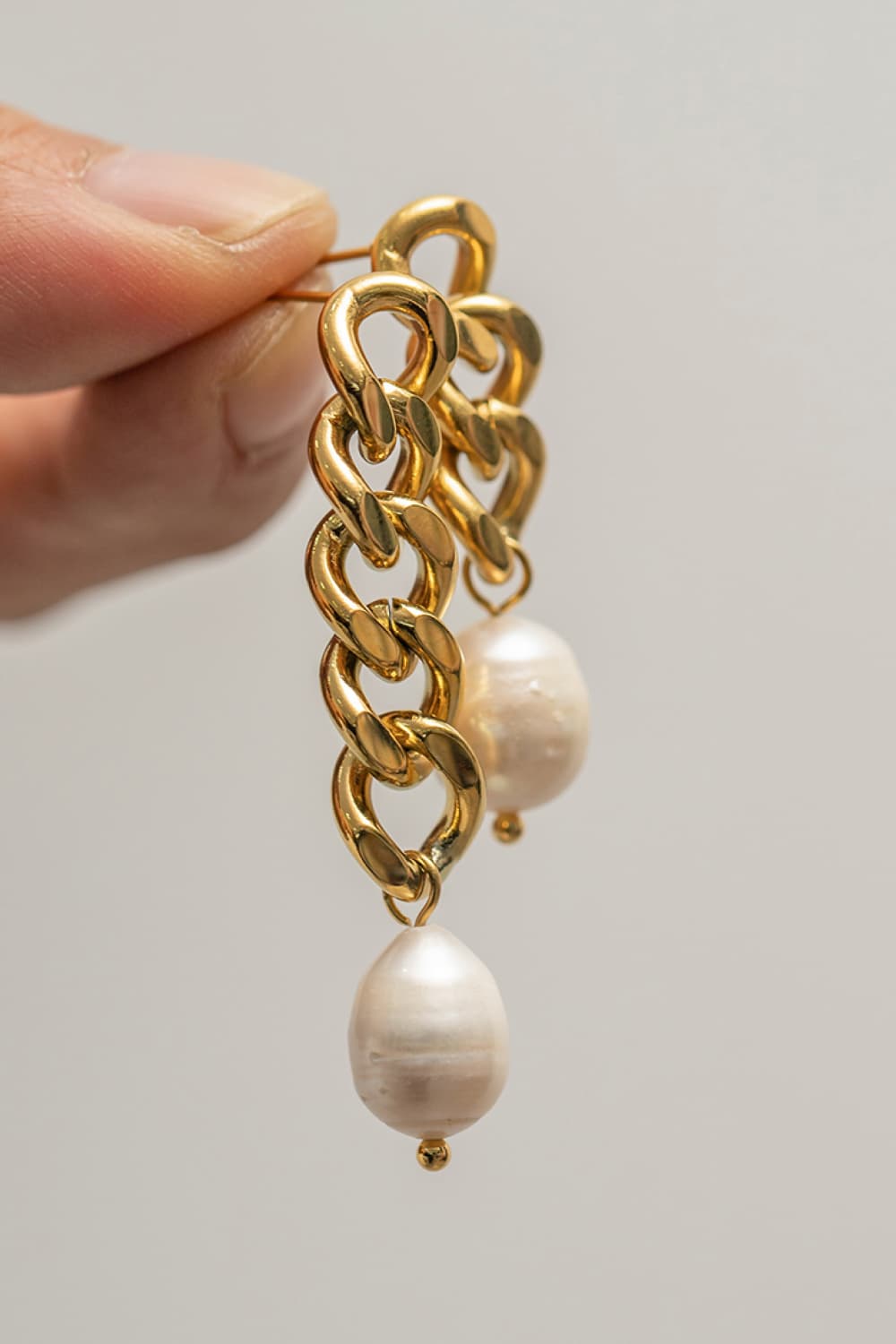 Stainless Steel Pearl Asymmetrical Earrings - adritiX