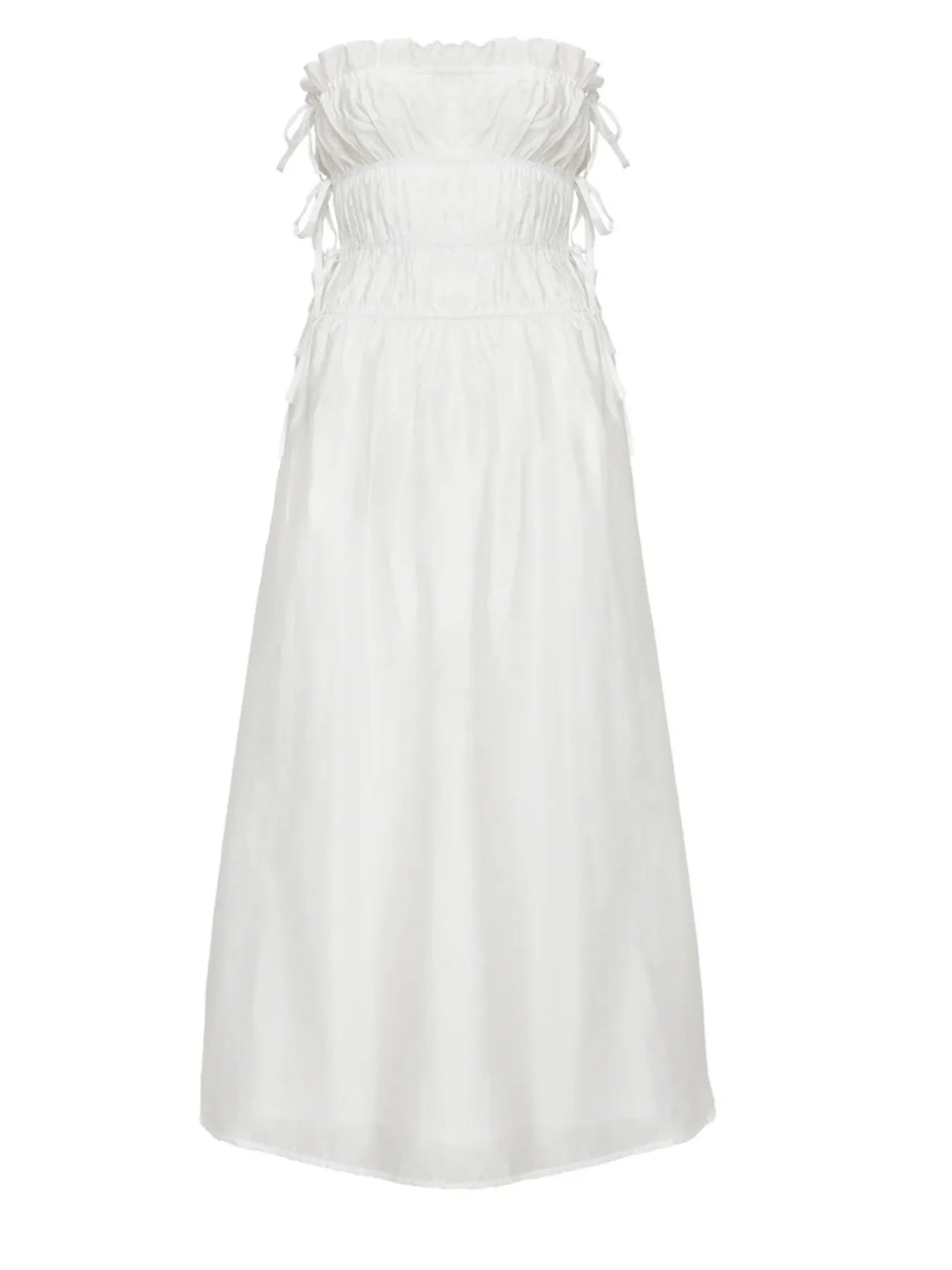 Strapless Smocked Mini Dress with Asymmetric Hem - adritiX