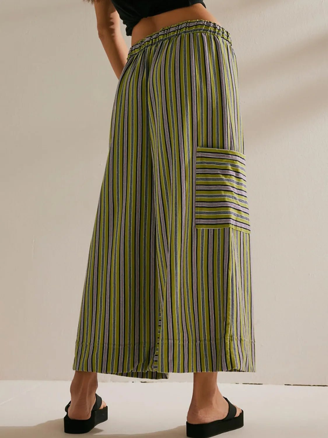 Stripe & Style Wide Leg Pants - Eye - Catching Contrast Stripes for Effortless Chic - adritiX