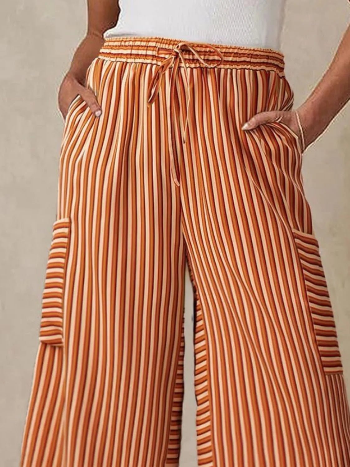 Stripe & Style Wide Leg Pants - Eye - Catching Contrast Stripes for Effortless Chic - adritiX