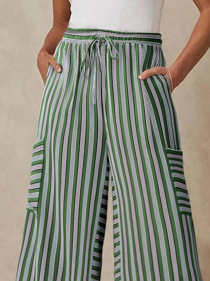 Stripe & Style Wide Leg Pants - Eye - Catching Contrast Stripes for Effortless Chic - adritiX
