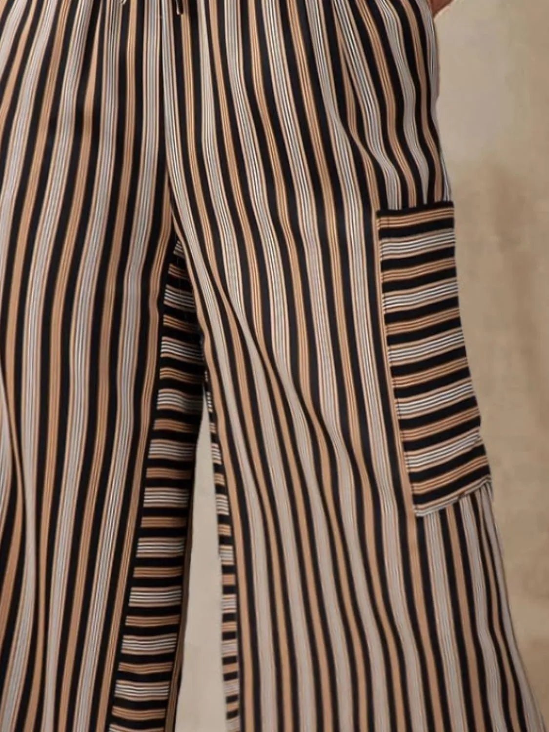 Stripe & Style Wide Leg Pants - Eye - Catching Contrast Stripes for Effortless Chic - adritiX