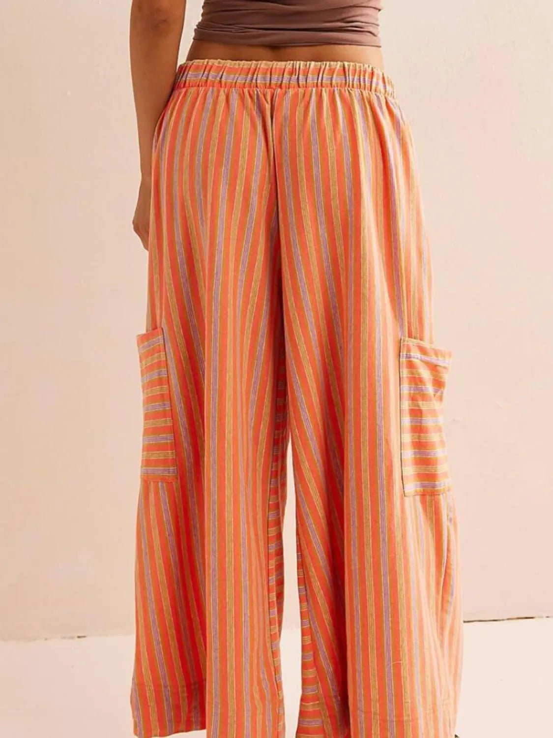 Stripe & Style Wide Leg Pants - Eye - Catching Contrast Stripes for Effortless Chic - adritiX