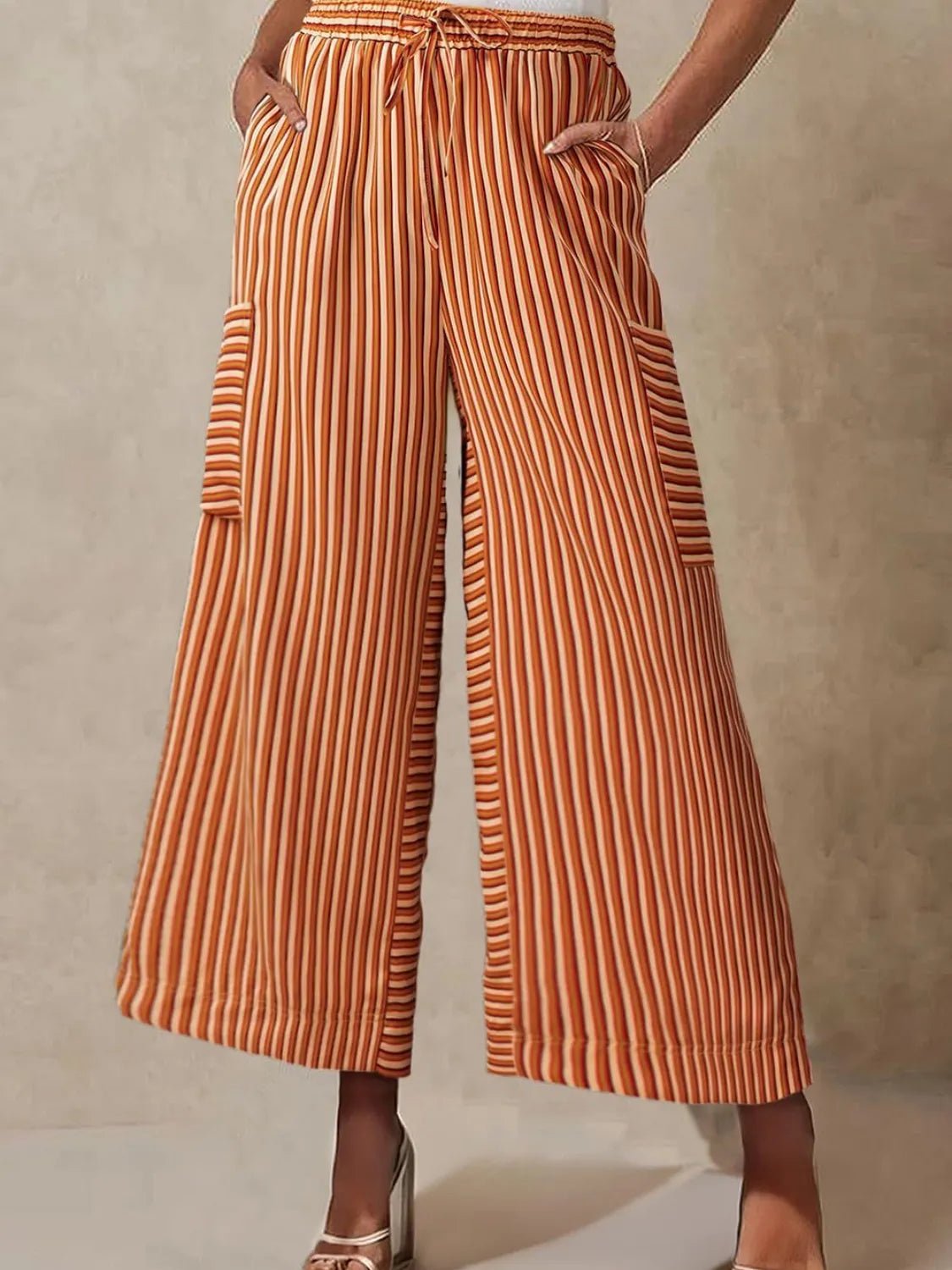 Stripe & Style Wide Leg Pants - Eye - Catching Contrast Stripes for Effortless Chic - adritiX