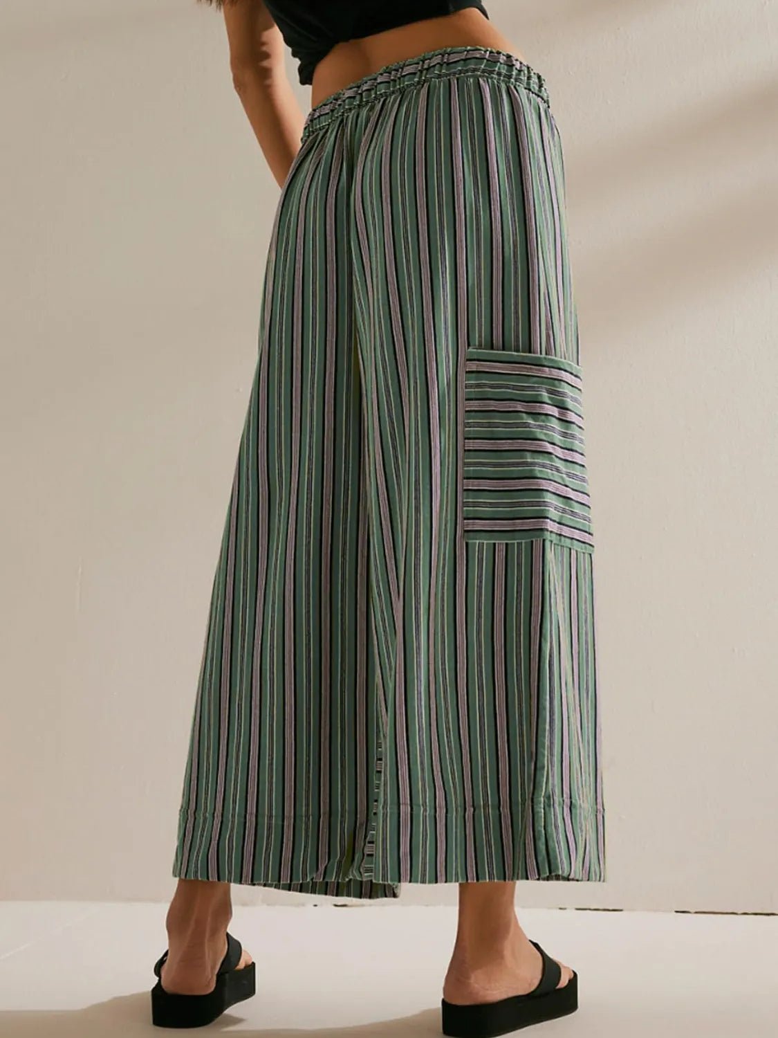Stripe & Style Wide Leg Pants - Eye - Catching Contrast Stripes for Effortless Chic - adritiX