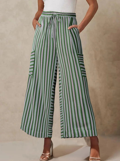 Stripe & Style Wide Leg Pants - Eye - Catching Contrast Stripes for Effortless Chic - adritiX