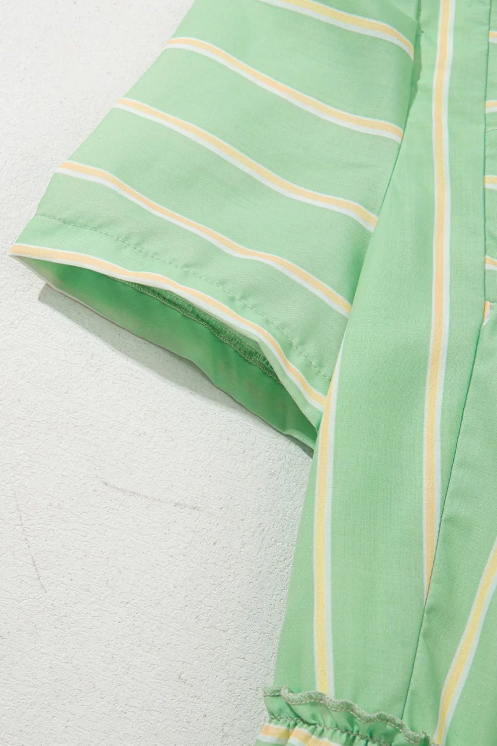 Stripe V Neck Short Sleeve Frilled Detail Dress - adritiX