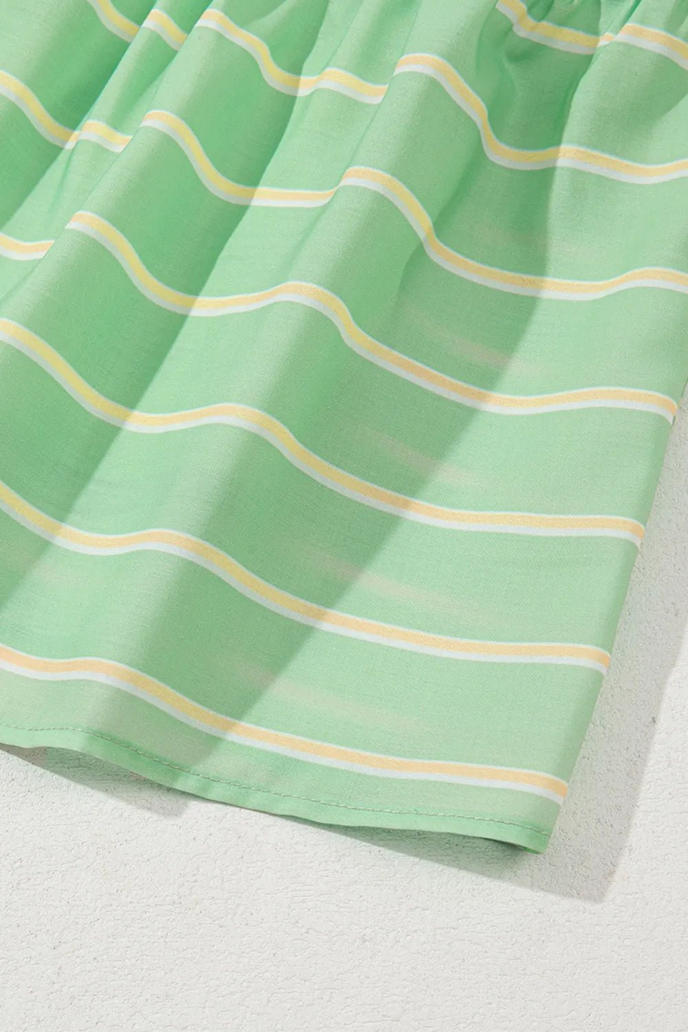 Stripe V Neck Short Sleeve Frilled Detail Dress - adritiX