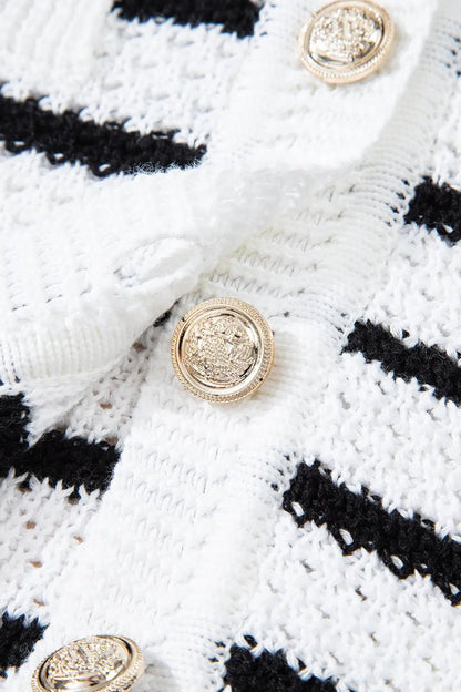 Striped Button - Up Knit Sweater Vest - adritiX