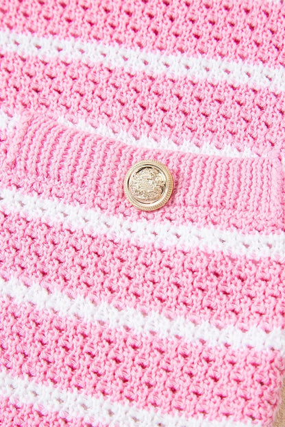 Striped Button - Up Knit Sweater Vest - adritiX