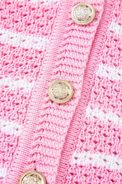 Striped Button - Up Knit Sweater Vest - adritiX