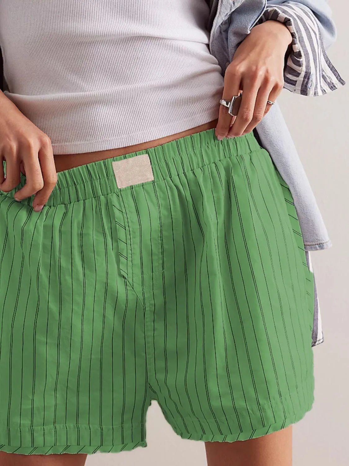 Striped Elastic Waist Shorts - adritiX