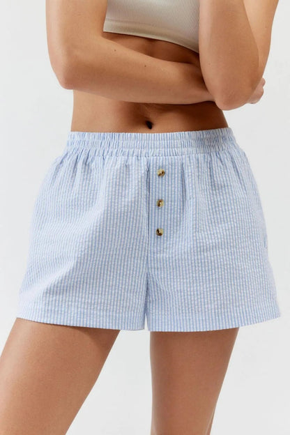 Striped Elastic Waist Shorts - adritiX