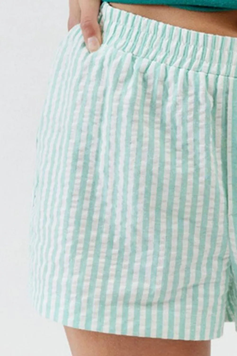 Striped Elastic Waist Shorts - adritiX