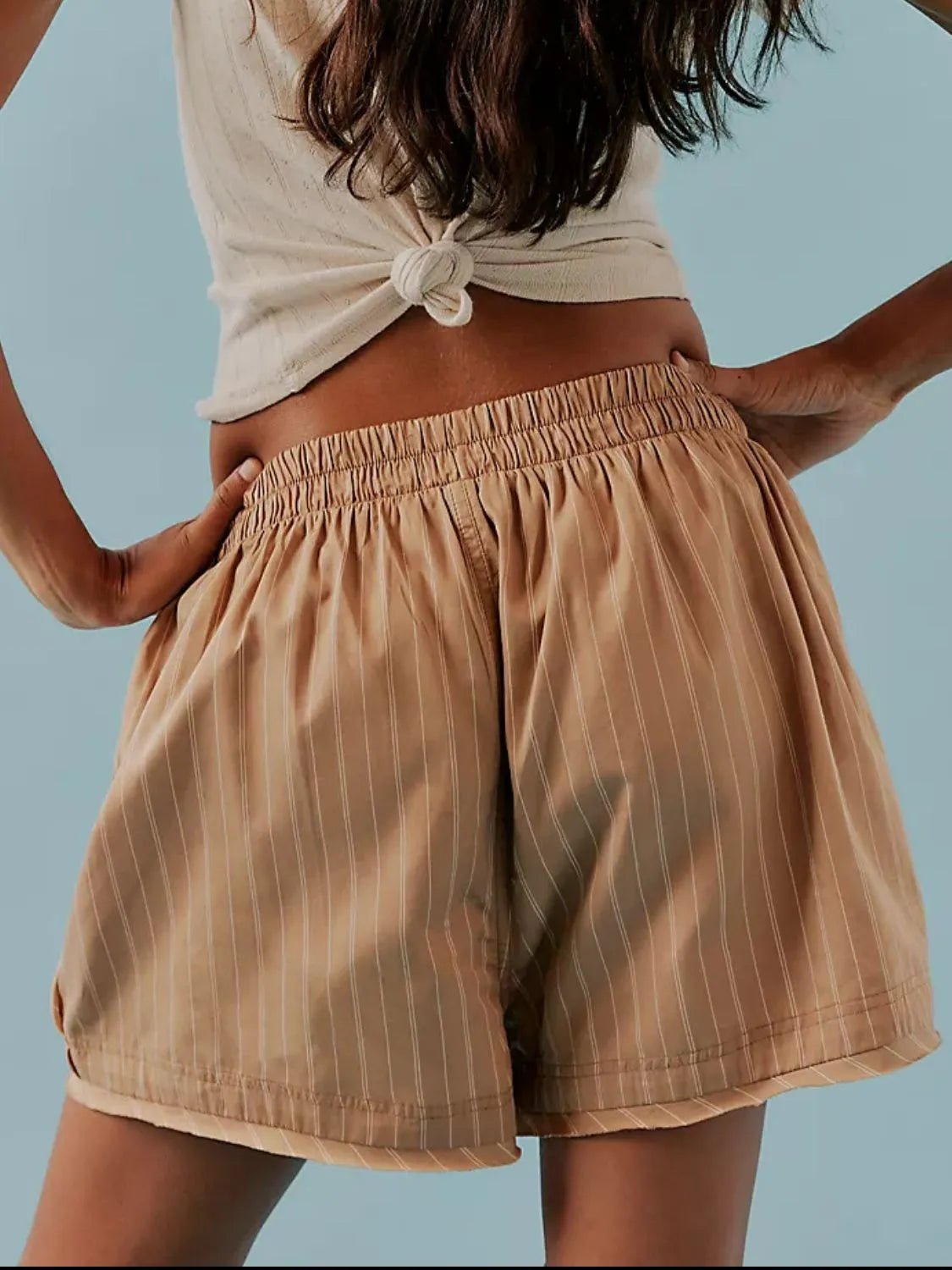 Striped Elastic Waist Shorts - adritiX