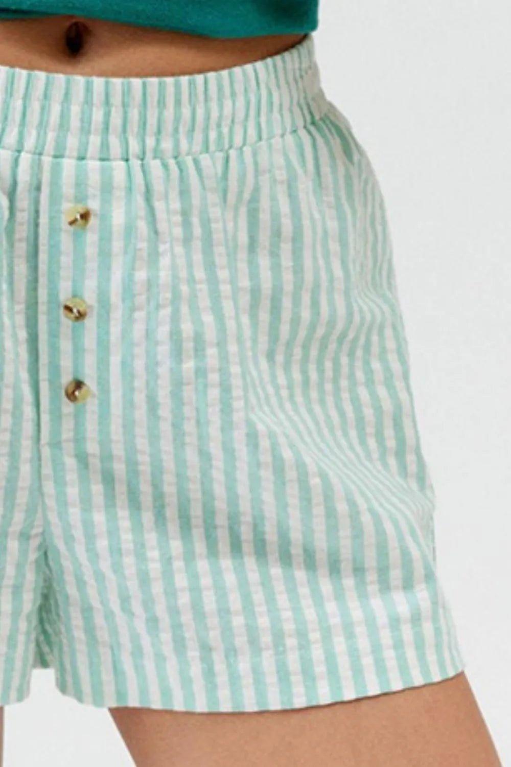 Striped Elastic Waist Shorts - adritiX