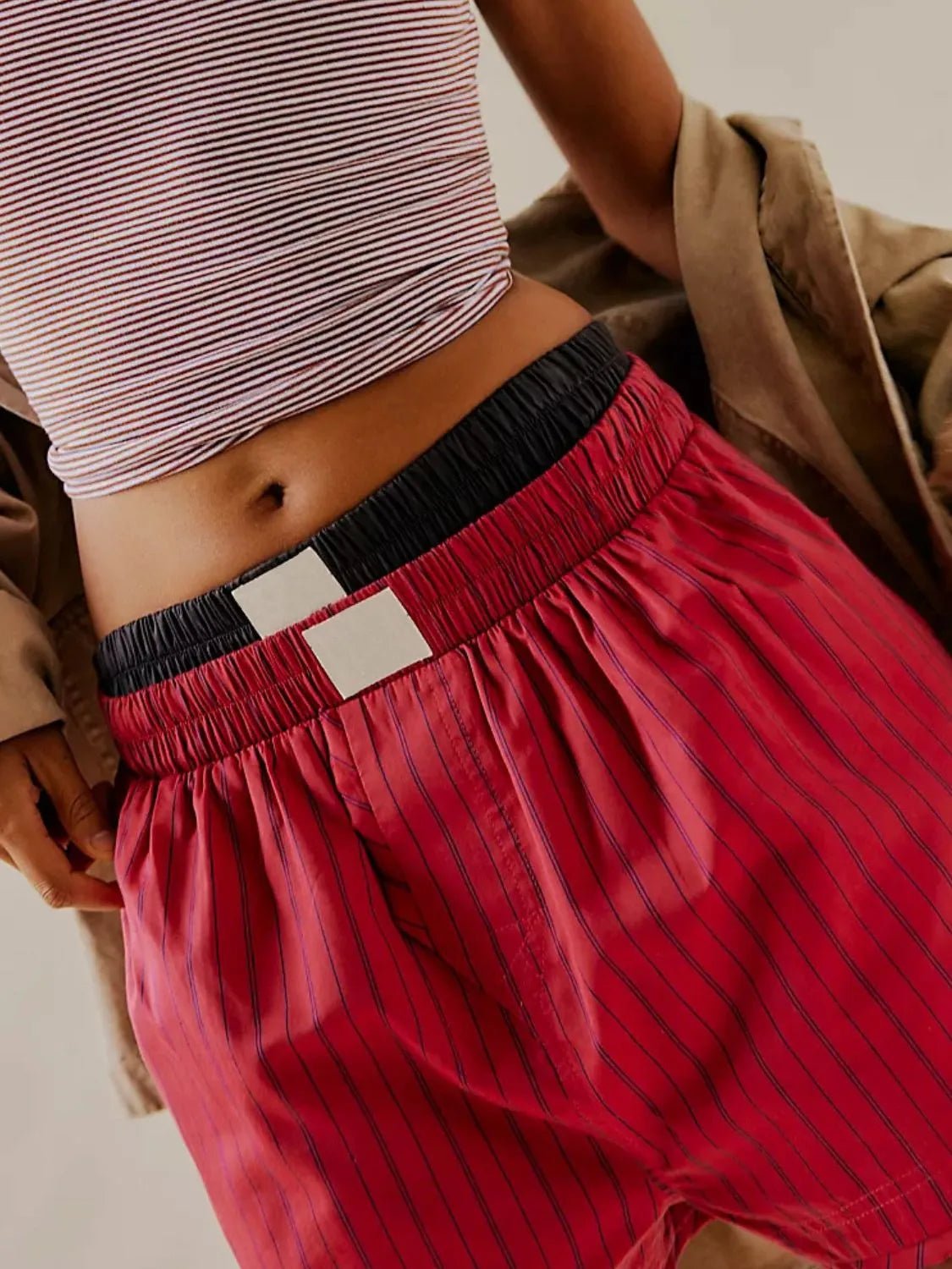 Striped Elastic Waist Shorts - adritiX