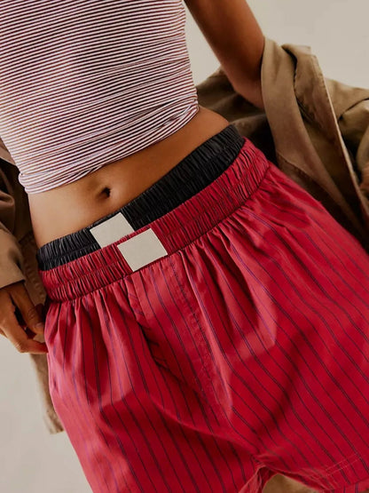 Striped Elastic Waist Shorts - adritiX