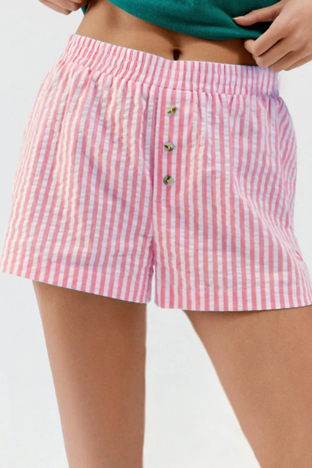 Striped Elastic Waist Shorts - adritiX