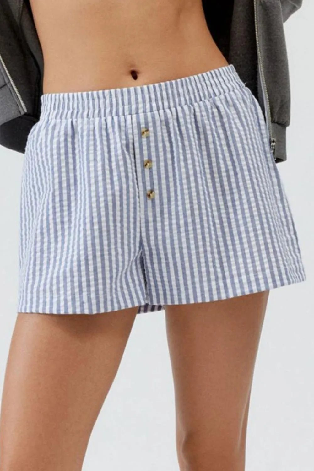 Striped Elastic Waist Shorts - adritiX