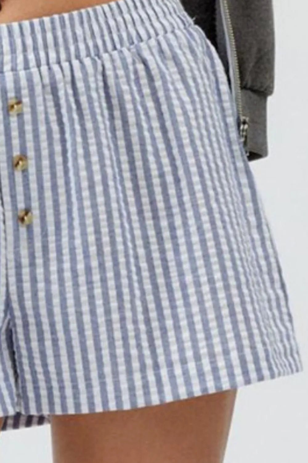 Striped Elastic Waist Shorts - adritiX