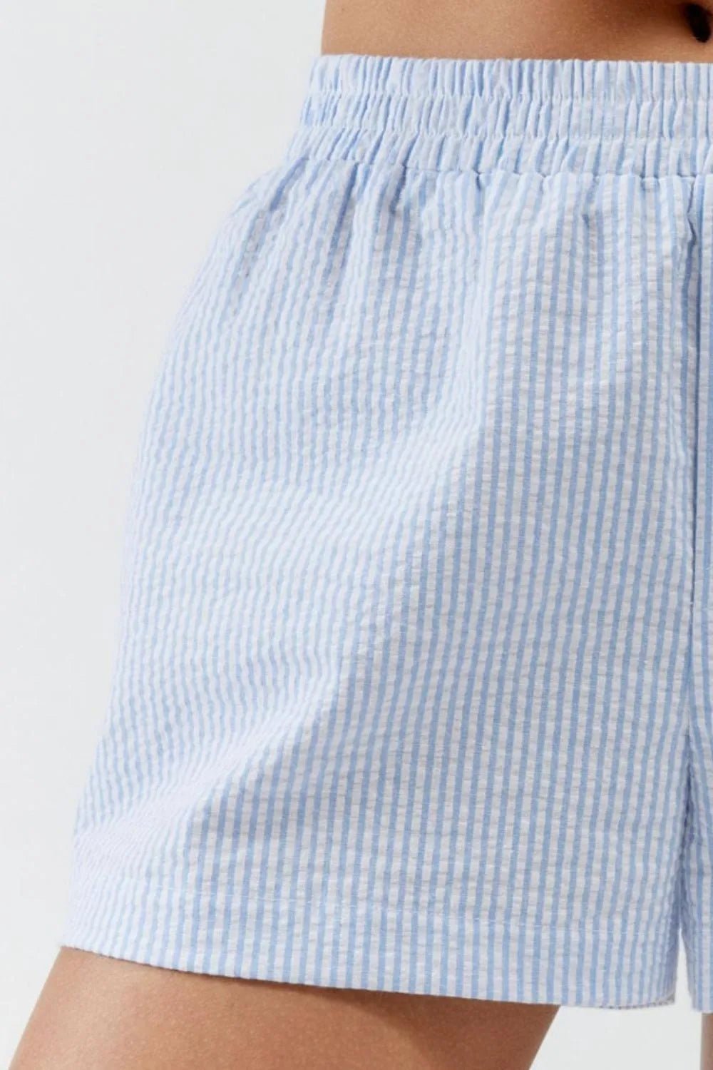 Striped Elastic Waist Shorts - adritiX