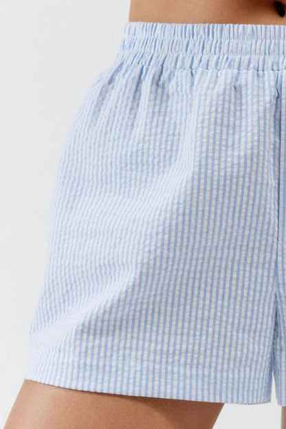 Striped Elastic Waist Shorts - adritiX