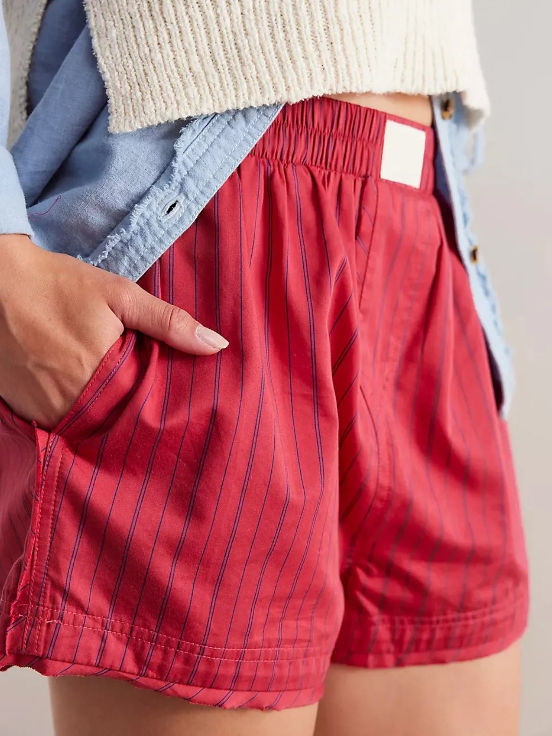Striped Elastic Waist Shorts - adritiX