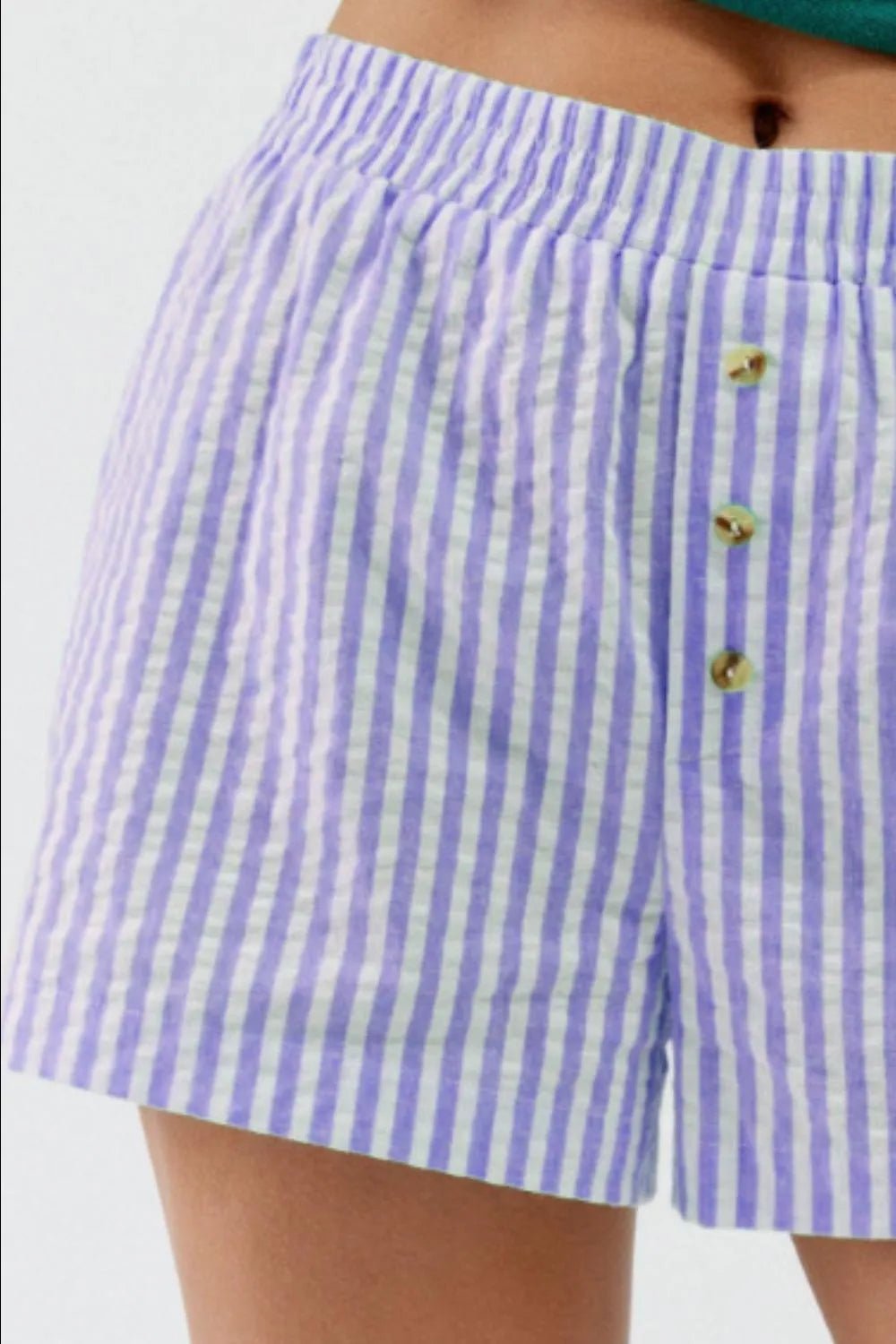 Striped Elastic Waist Shorts - adritiX